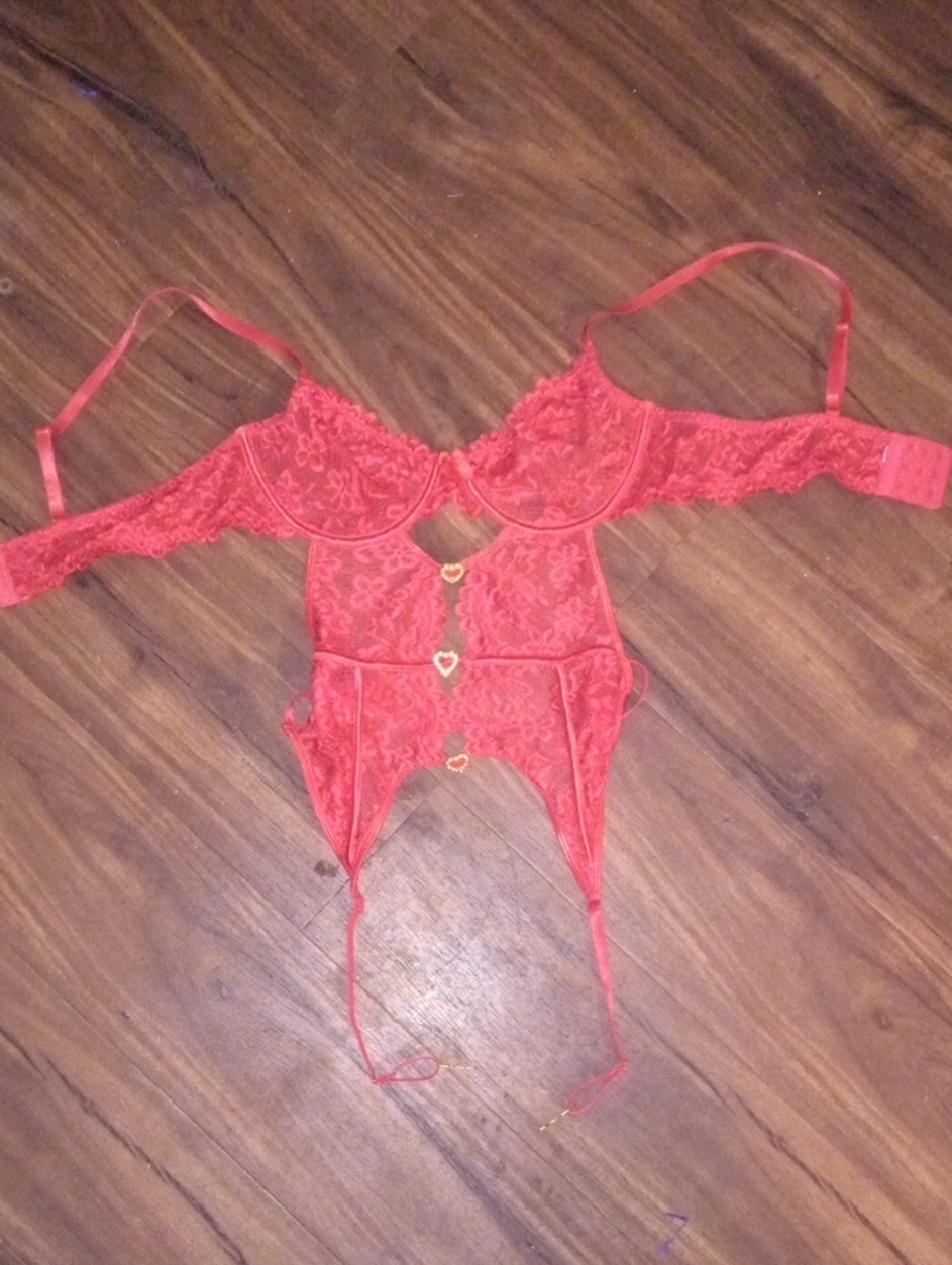 Red Lace Garter Lingerie Set